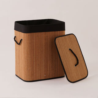 Cottage Bamboo Laundry Hamper With Cotton Rope Handle, Brown 40*30*50 Cm