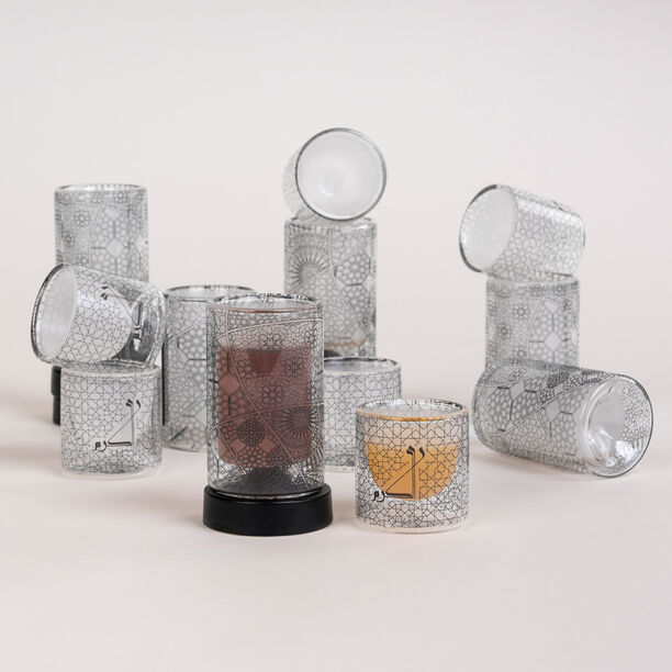 Dallaty glass with black patterns Tea and coffee cups set 18 pcs image number 4
