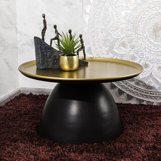 Metal Coffee Table Base Gold Top Black