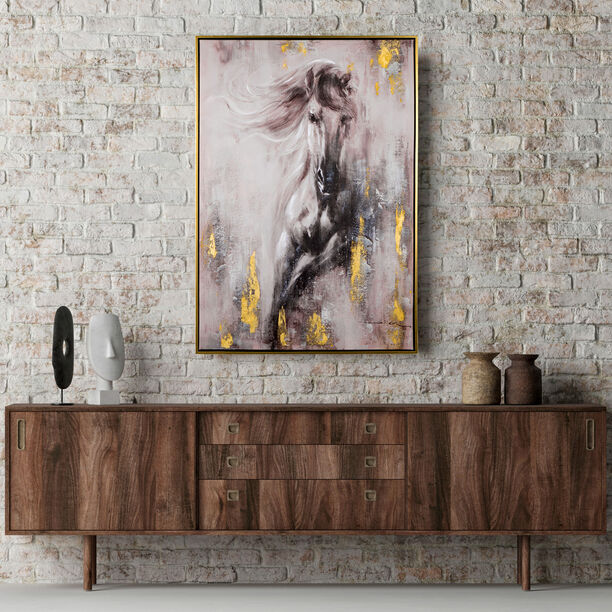 Horse Oil Painting Print with Handpainted 70x100x3.5 CM image number 0