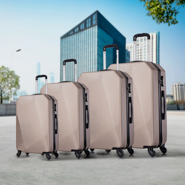 4 Piece Abs Trolley Case Set Diamond Champagne 18/22/26/30" image number 0