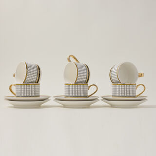 Dallaty white and black porcelain English tea cups set 12 pcs