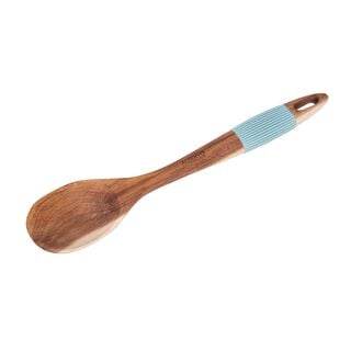 Alberto Wooden Spoon With Water Blue Silicone Grip