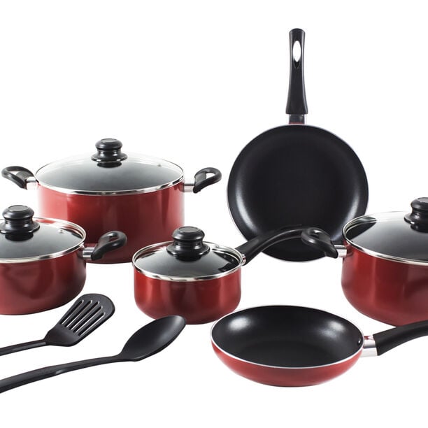 Alberto Non Stick Cookware Set 12 Pieces Red Color image number 1