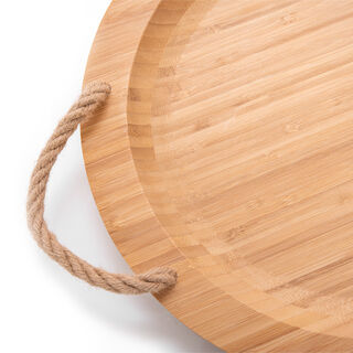 Alberto Bamboo Round Serving Tray With Rope Handles 