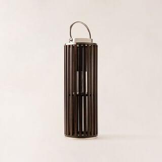 Homez stainless steel silver wood lantern 23*69 cm