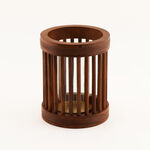 Homez hurricane candle holder natural wood 21.5*21.5*26cm image number 0