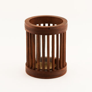 Homez hurricane candle holder natural wood 21.5*21.5*26cm