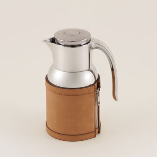 دلتي دلة ستانلس ستيل بلمسة جلد، بني 1 لتر