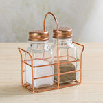 Alberto 2 Prieces Glass Salt And Pepper Set With Metal Stand image number 3