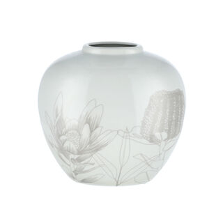 Vase White With Flower Design