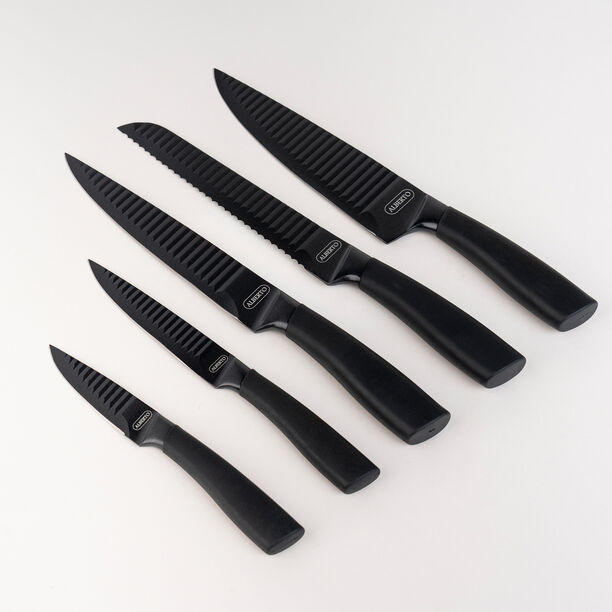 Alberto acrylic wood knife block with set of 5 stainless knives image number 0