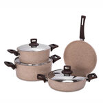 Alberto 7Pcs Granite Cookware W/ Ss Lid & Soft Handles Brownstone image number 1