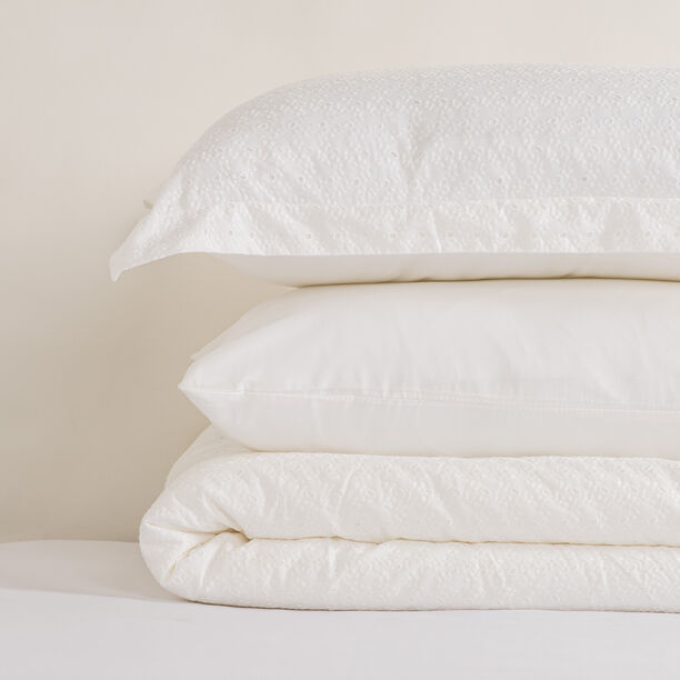 بوتيك بلانش طقم لحاف 5 قطع قطن مطرز أبيض كوين/فل 200*240 سم image number 3