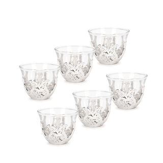 6Pcs Cawa Cups Turkish Design Silver Color