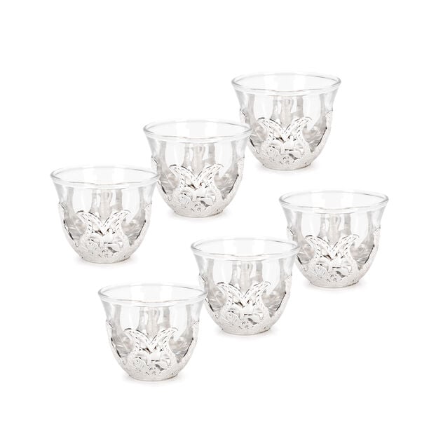 6Pcs Cawa Cups Turkish Design Silver Color image number 0