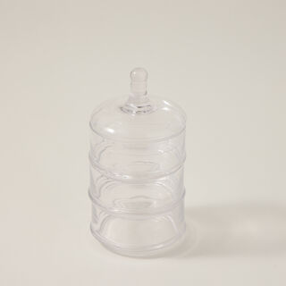 Alberto transparent glass candy jar 3 layers with lid