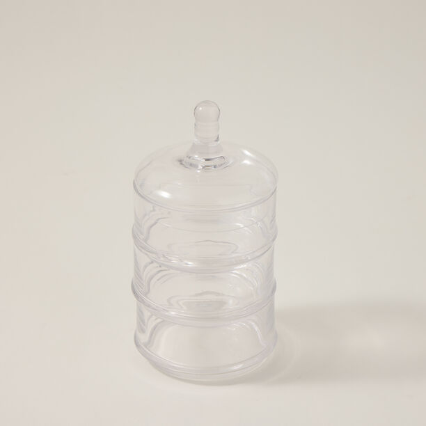 Alberto transparent glass candy jar 3 layers with lid image number 1