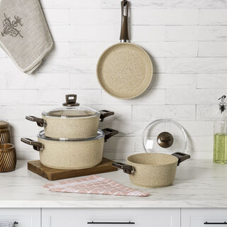 Alberto 7pcs granite cookware set brownstone