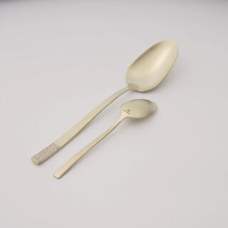 La Mesa Cutlery Set With Laser Pattern, Champagne Gold, 16 Pieces