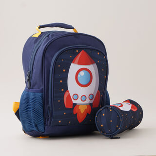 Small backpack with pencil case, 12 inches, Rocket