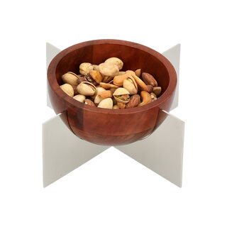 Nuts Bowl Wood With Steel X Silver