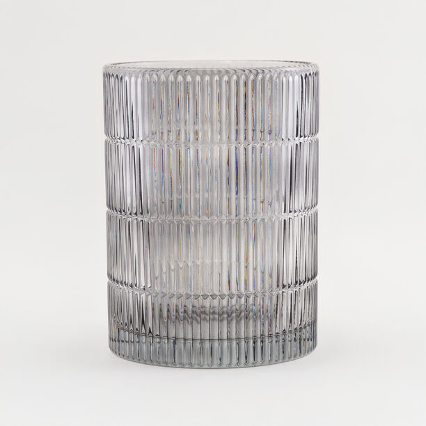 "Homez light grey ribbed glass waste bin 18*18*26 cm image number 0