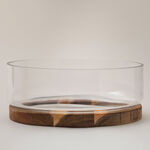 La Mesa glass bowl with wood base 27.8*10.5cm image number 0