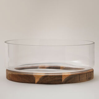 La Mesa glass bowl with wood base 27.8*10.5cm
