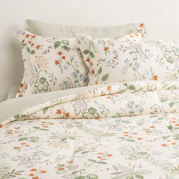 كوتاج طقم لحاف سرير ميكروفايبر 6 قطع سوبر كينج بطبعة زهور صيفية، 250*260سم image number 1