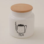 Glass tea jar 635ml with wooden lid in white image number 0