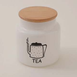 Glass tea jar 635ml with wooden lid in white