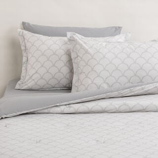 Cottage 6pcs cotton comforter set king, 240*220cm, geo grey pattern