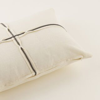 Homez White Cross Line Rectangular Cushion Cover, 30*45Cm