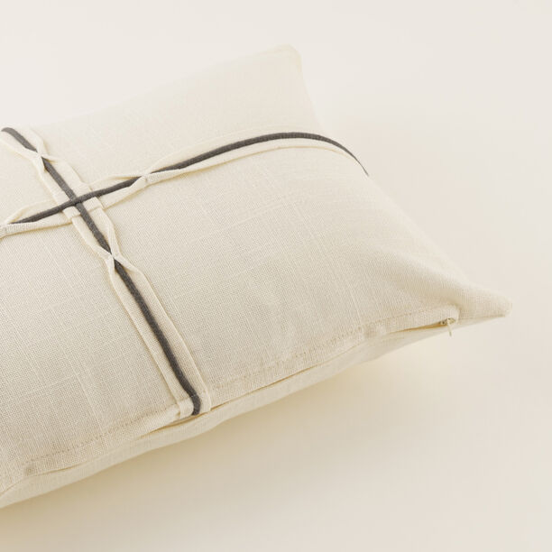 Homez White Cross Line Rectangular Cushion Cover, 30*45Cm image number 3