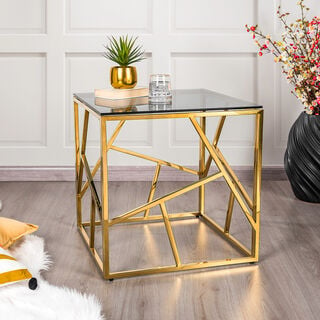 Glass Side Table Gold And Black
