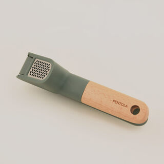 بنتولا أداة هرس الثوم بمقبض خشبي، أخضر 18*3.8*6.4سم