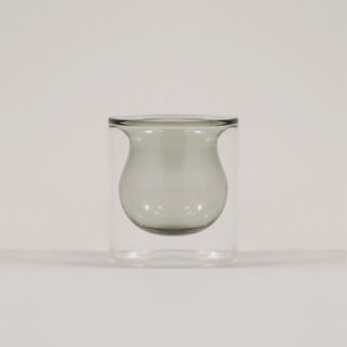 دلتي 6 قطع طقم فناجين قهوة سعودية من الزجاج مزدوج الجدار باللون الرمادي