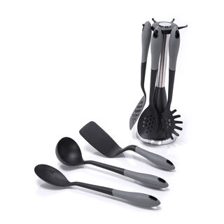 Alberto 6 piece cooking utensil set black and grey color