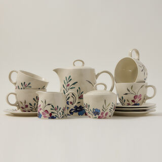 Off white stoneware English tea cups set 11 pcs