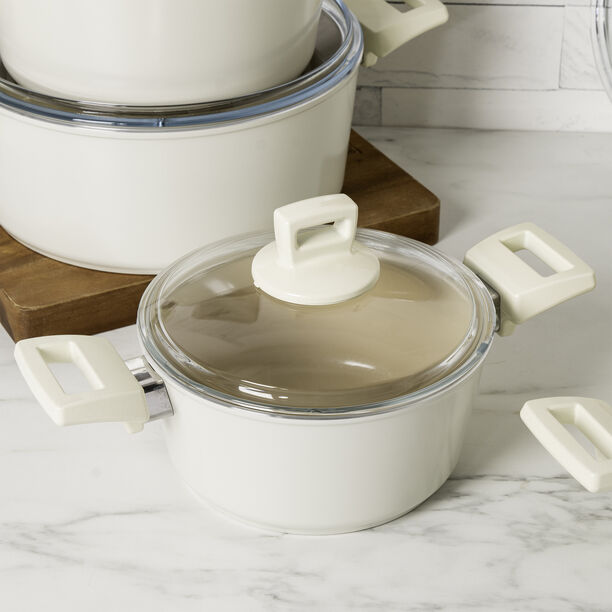 Alberto ceramic cookware set, 9 pieces, cream image number 3