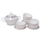 La Mesa Porcelain Soup Set 14 Pieces Tureen Skan Ya Makan White/Gold image number 0