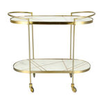 Gold And White 2 Tier Marble Serving Trolley 85*36*76 Cm image number 1