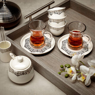 Lamesa 28Pc Porcelain Tc Set G&S White Silver
