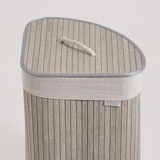 Homez triangle bamboo laundry hamper 58L, grey