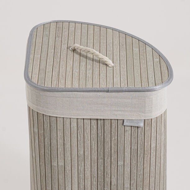 Homez triangle bamboo laundry hamper 58L, grey image number 1
