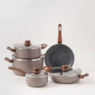 Alberto grey granite cookware set, 9 pieces