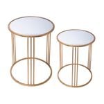 Side Table Set Of 2 Gold With Mirror Top Big image number 1