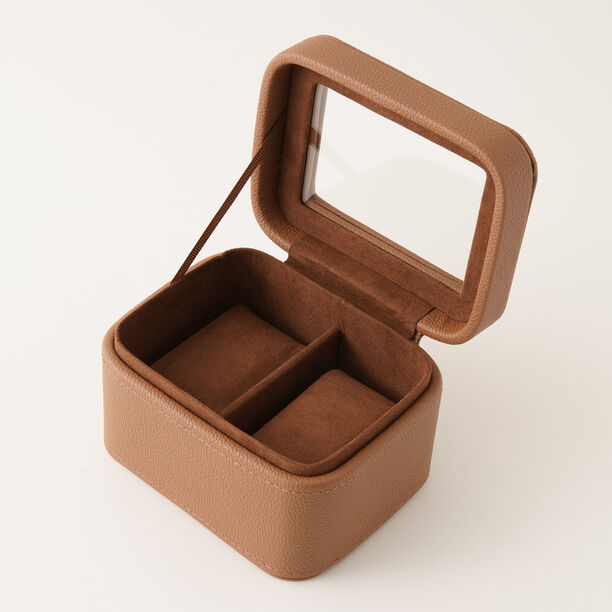 هومز صندوق ساعات جلد بقسمين 12*8*9سم، بني image number 2