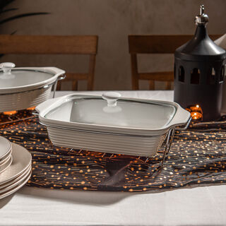 La Mesa 15"Rect. Casserole With Candle Stand Silver